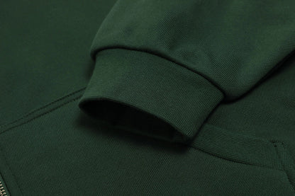 520 GSM BOXY CROPPED FIT ' DARK GREEN' ZIP-UP HOODIE