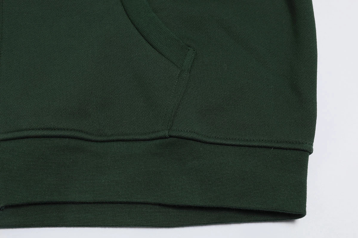 520 GSM BOXY CROPPED FIT ' DARK GREEN' ZIP-UP HOODIE