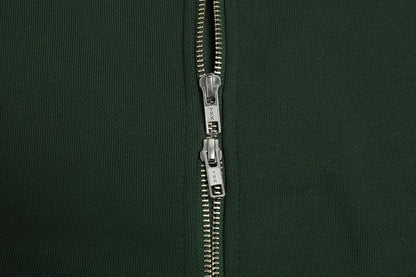 520 GSM BOXY CROPPED FIT ' DARK GREEN' ZIP-UP HOODIE