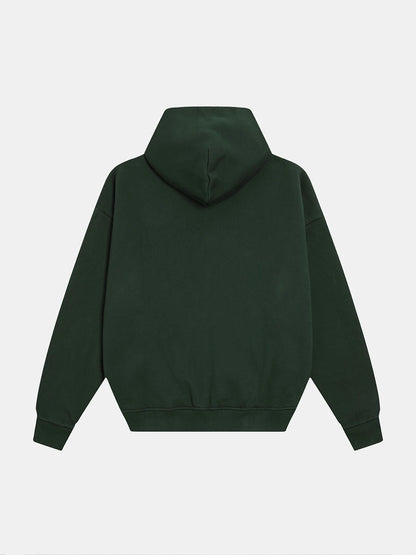 520 GSM BOXY CROPPED FIT ' DARK GREEN' ZIP-UP HOODIE