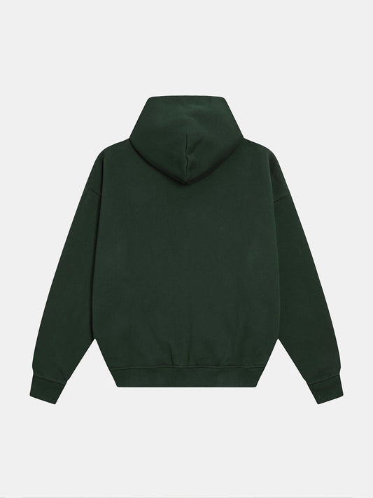 520 GSM BOXY CROPPED FIT ' DARK GREEN' ZIP-UP HOODIE
