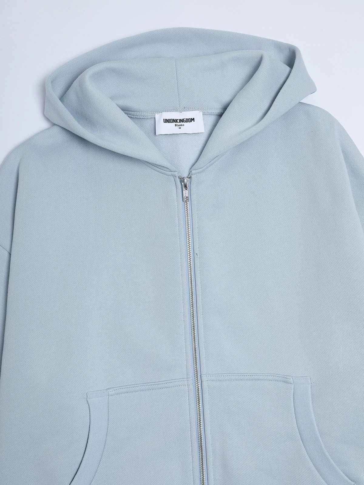520 GSM BOXY CROPPED FIT 'LIGHT BULE' ZIP-UP HOODIE