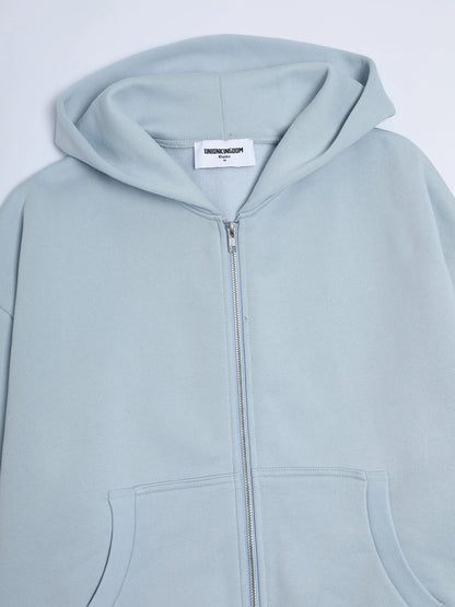 520 GSM BOXY CROPPED FIT 'LIGHT BULE' ZIP-UP HOODIE
