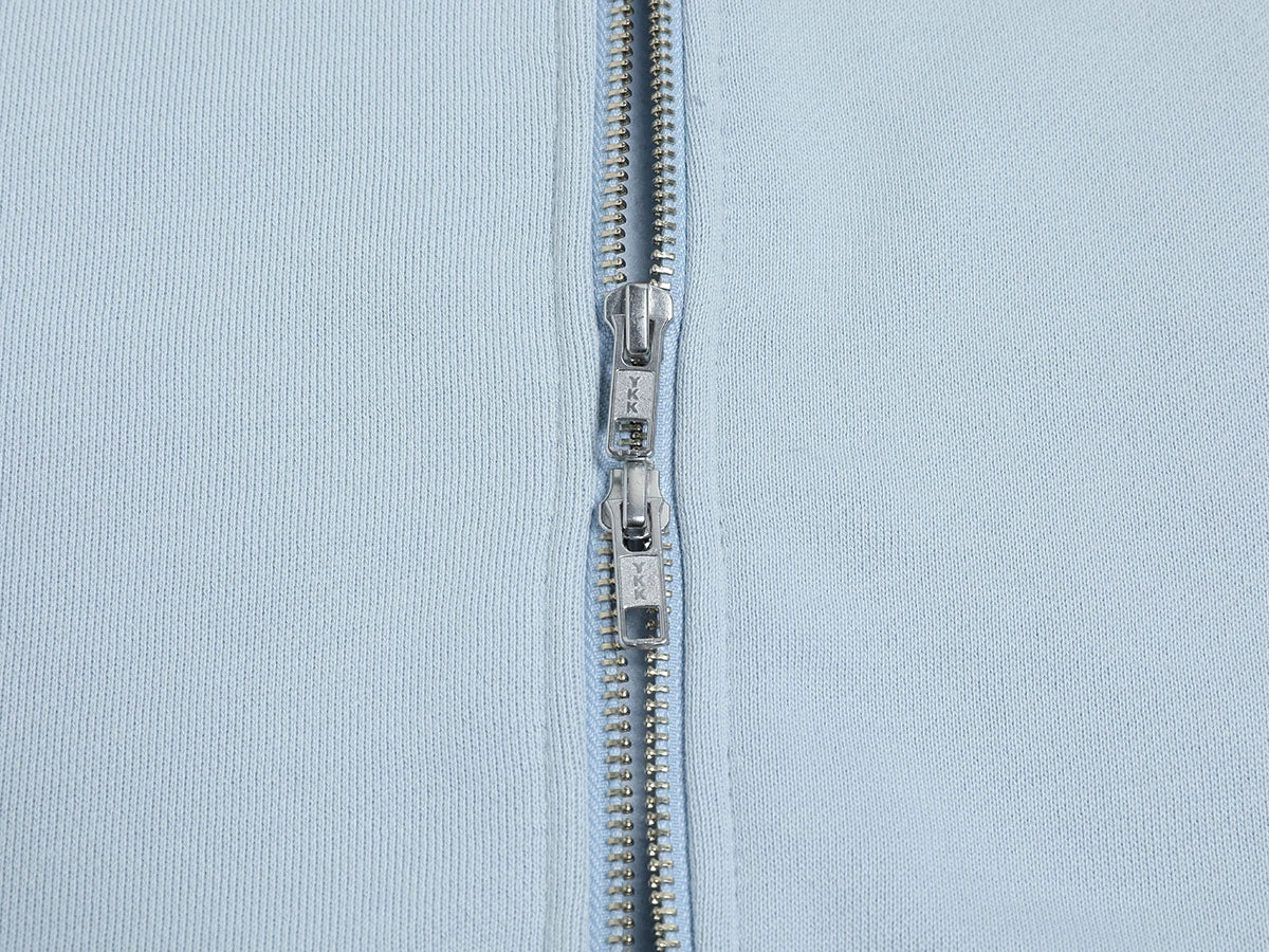 520 GSM BOXY CROPPED FIT 'LIGHT BULE' ZIP-UP HOODIE