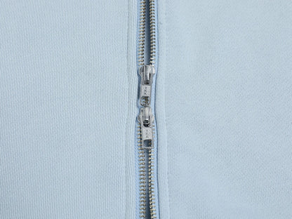 520 GSM BOXY CROPPED FIT 'LIGHT BULE' ZIP-UP HOODIE