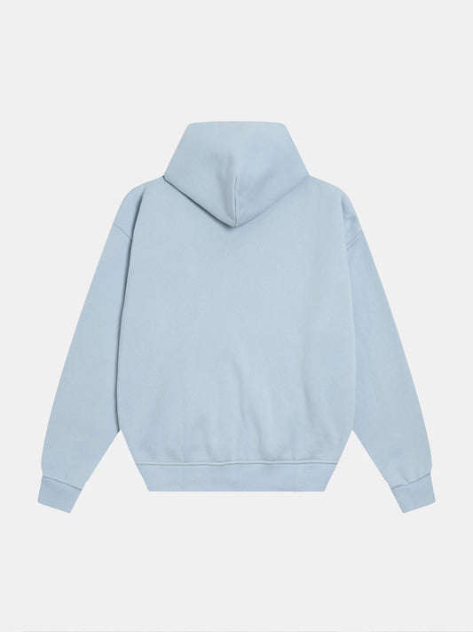 520 GSM BOXY CROPPED FIT 'LIGHT BULE' ZIP-UP HOODIE