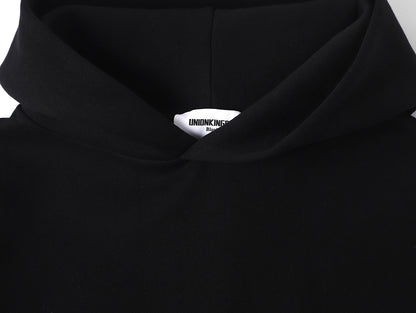 630 GSM BOXY CROPPED FIT 'BLACK' HOODIE