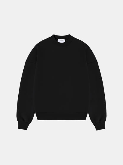 630 GSM BOXY CROPPED FIT 'BLACK' CREWNECK