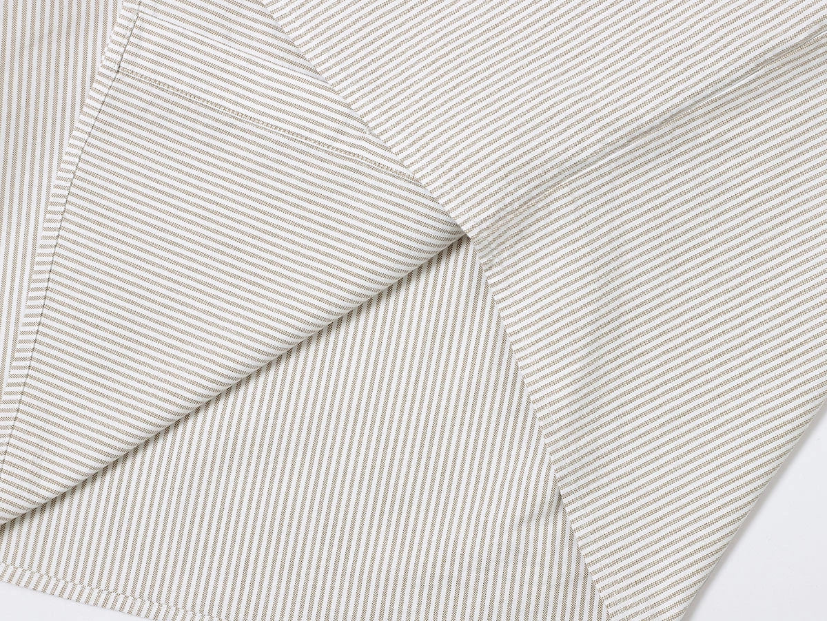 BOXY CROPPED 'BEIGE' STRIPED LONG-SLEEVE SHIRT