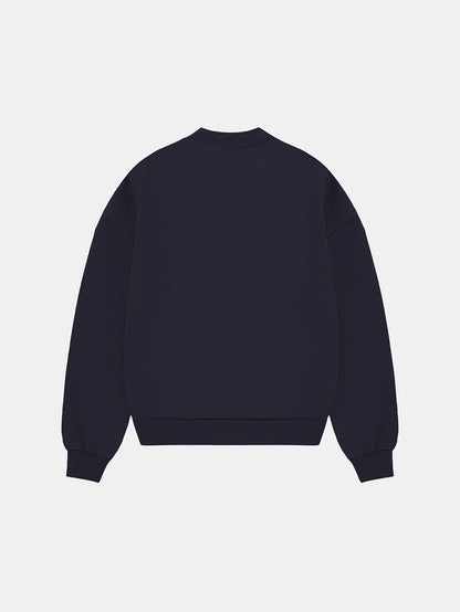 630 GSM BOXY CROPPED FIT 'NAVY BLUE' CREWNECK