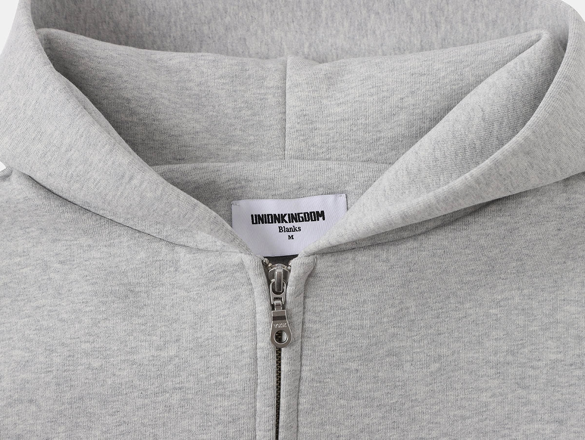 630 GSM BOXY CROPPED FIT 'FLOWER GRAY' ZIP-UP HOODIE