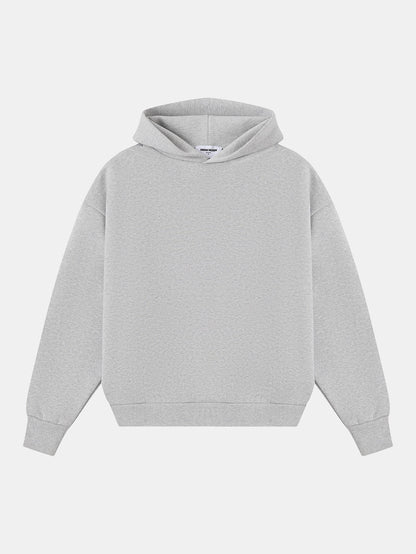 630 GSM BOXY CROPPED FIT 'FLOWER GRAY' HOODIE