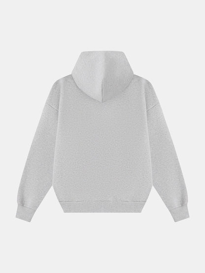 630 GSM BOXY CROPPED FIT 'FLOWER GRAY' HOODIE