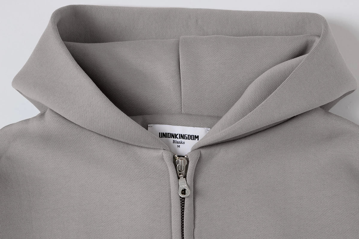 630 GSM BOXY CROPPED FIT 'SMOKE' ZIP-UP HOODIE