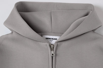 630 GSM BOXY CROPPED FIT 'SMOKE' ZIP-UP HOODIE