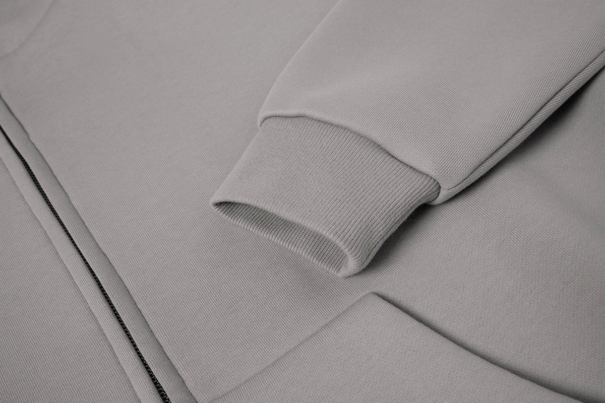 630 GSM BOXY CROPPED FIT 'SMOKE' ZIP-UP HOODIE