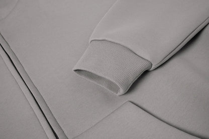630 GSM BOXY CROPPED FIT 'SMOKE' ZIP-UP HOODIE