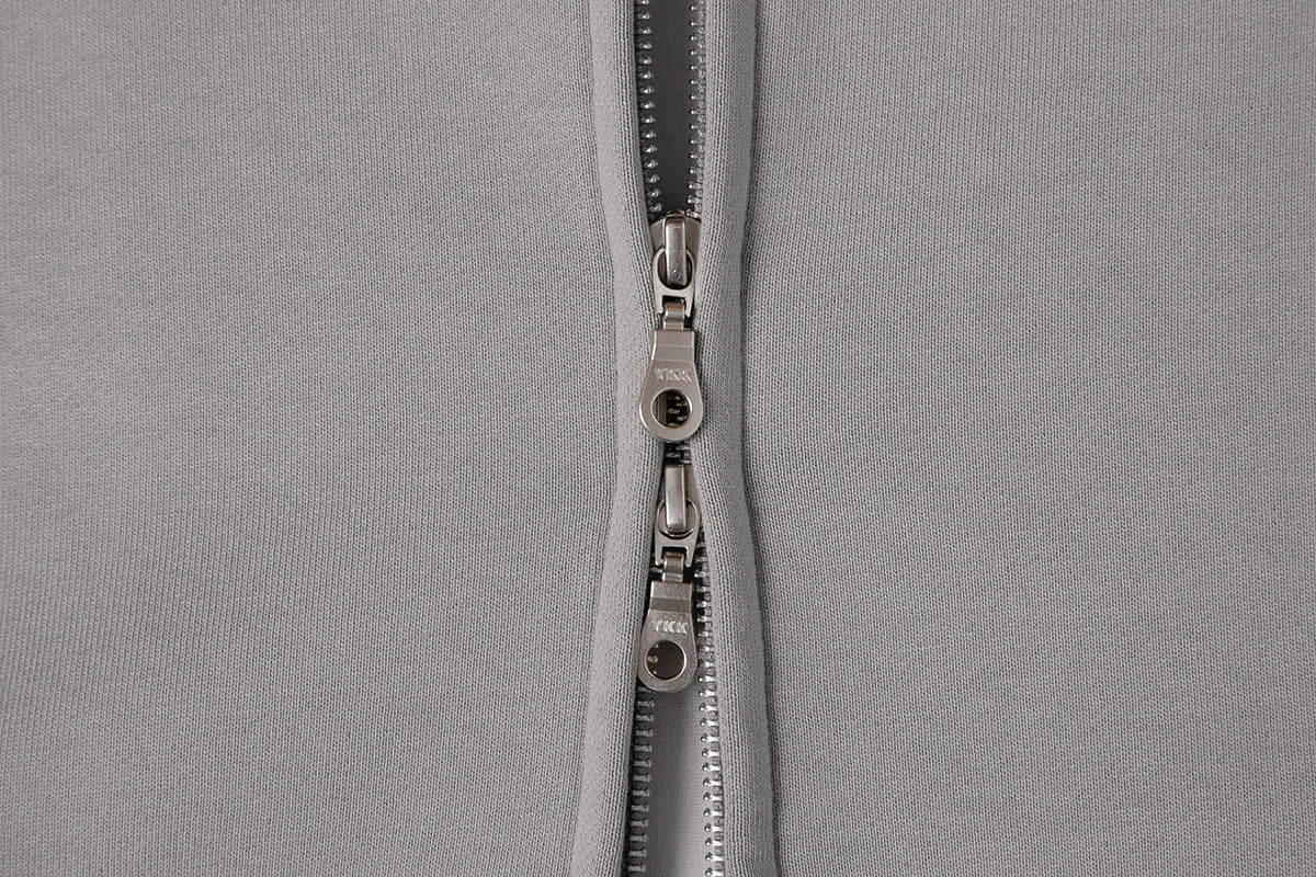630 GSM BOXY CROPPED FIT 'SMOKE' ZIP-UP HOODIE