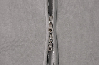 630 GSM BOXY CROPPED FIT 'SMOKE' ZIP-UP HOODIE