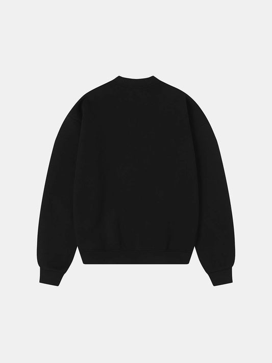 520 GSM BOXY CROPPED FIT 'BLACK' CREWNECK