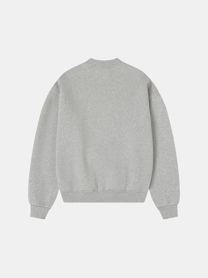 520 GSM BOXY CROPPED FIT 'FLOWER GRAY' CREWNECK