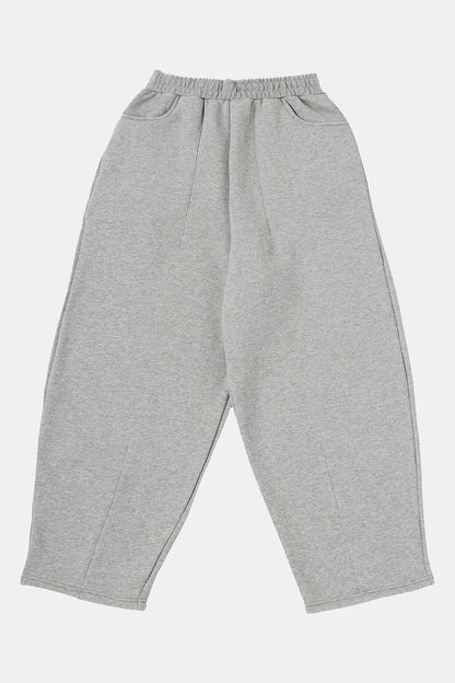 520 GSM COZY BAGGY 'FLOWER GRAY' STRAIGHT PANTS