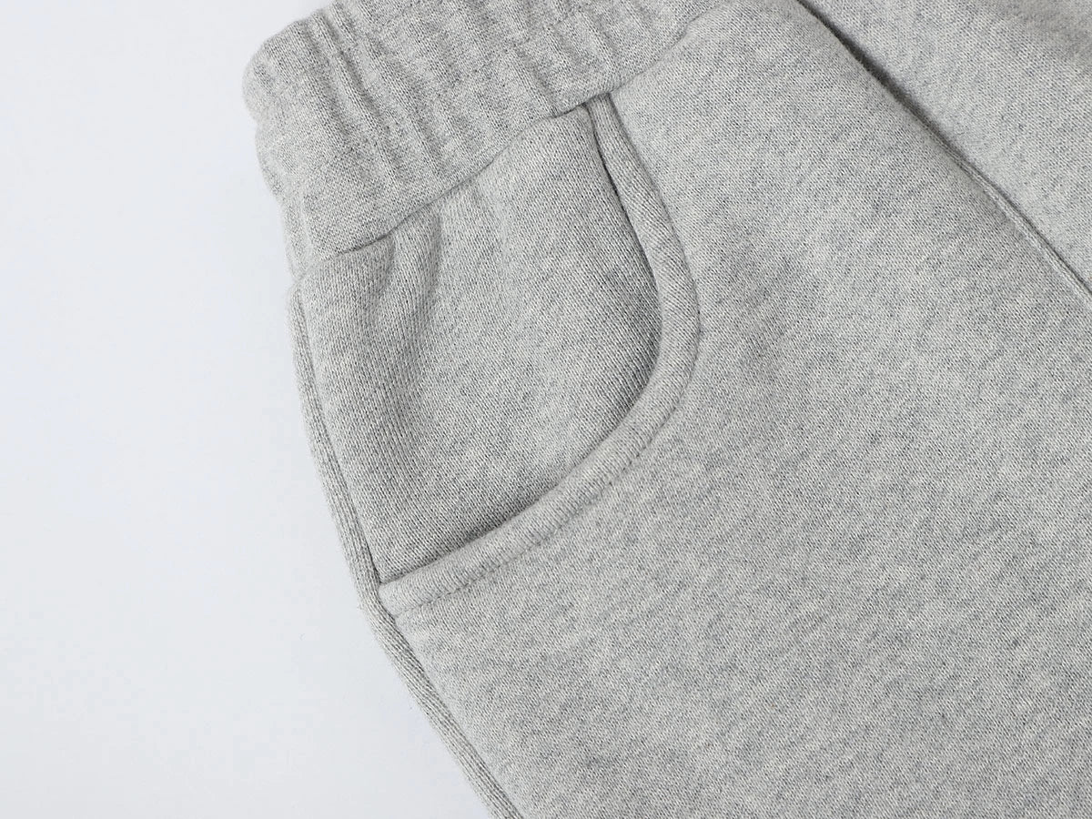520 GSM COZY BAGGY 'FLOWER GRAY' STRAIGHT PANTS