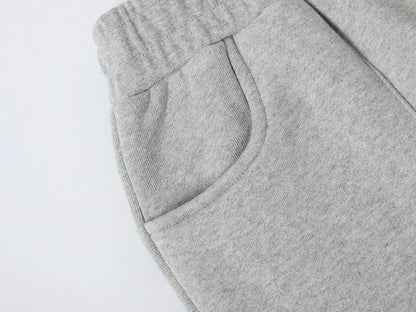 520 GSM COZY BAGGY 'FLOWER GRAY' STRAIGHT PANTS