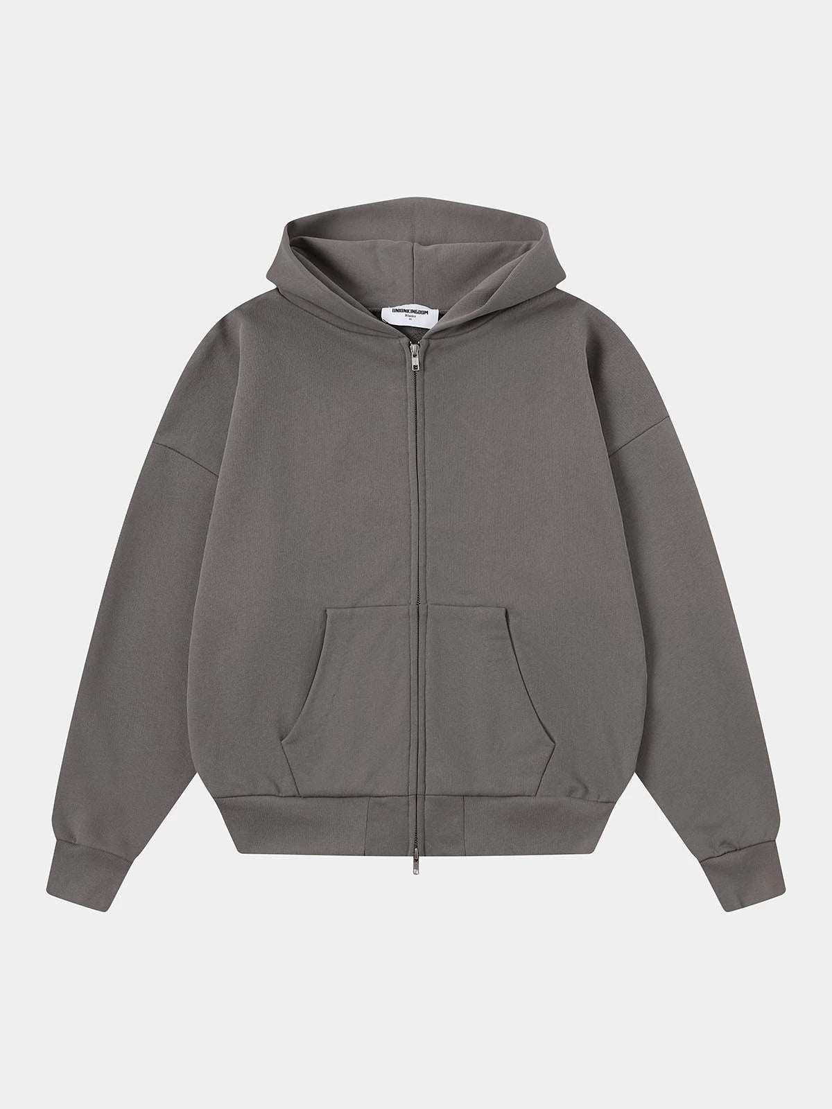 480 GSM BOX 'GRAY' ZIP-UP HOODIE