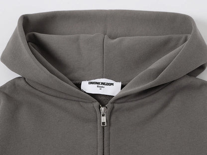 480 GSM BOX 'GRAY' ZIP-UP HOODIE