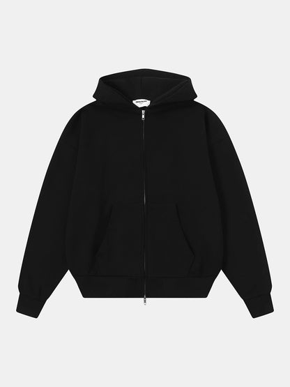 480 GSM BOX 'BLACK' ZIP-UP HOODIE