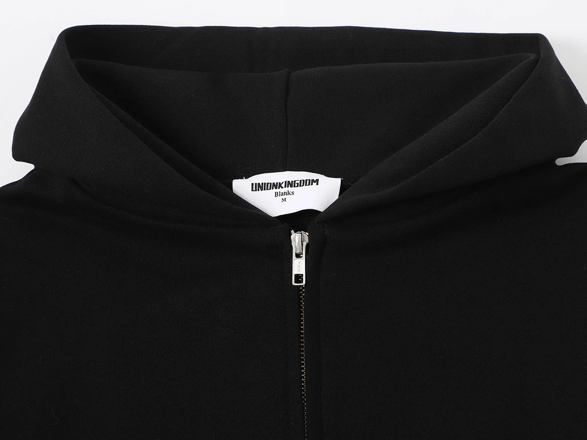 480 GSM BOX 'BLACK' ZIP-UP HOODIE