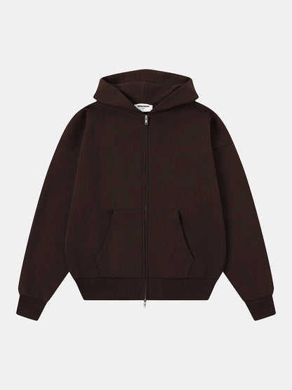 480 GSM BOX 'COFFEE' ZIP-UP HOODIE