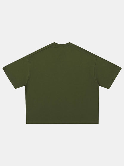 240 GSM BOXY CROPPED FIT 'OLIVE' T-SHIRT