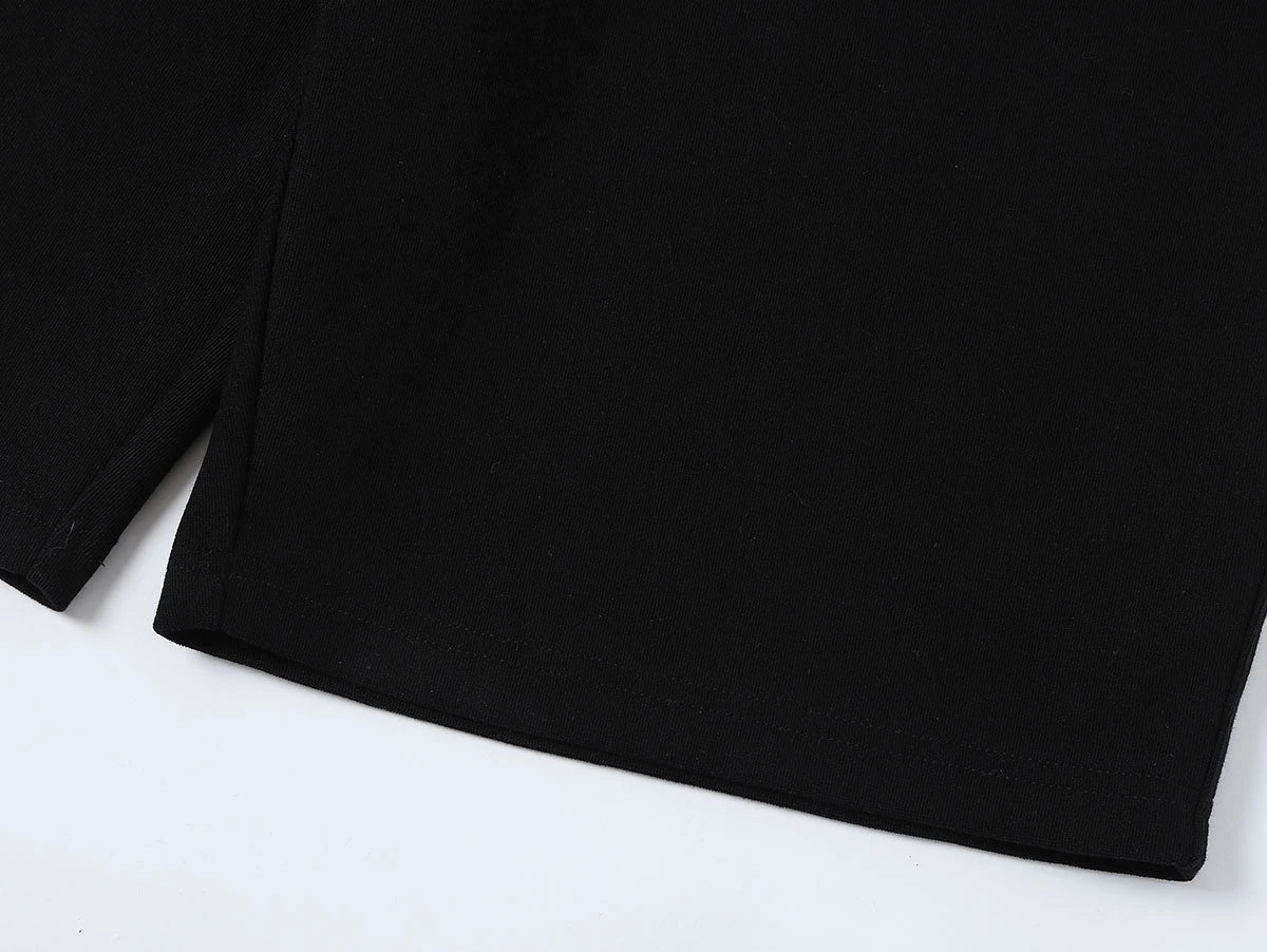 420 GSM MID-LENGTH LOOSE FIT 'BLACK' SHORTS