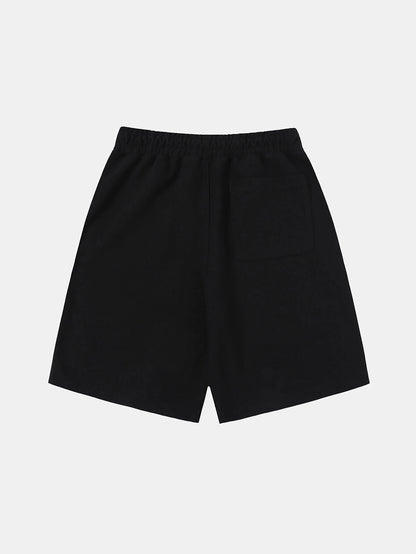 420 GSM MID-LENGTH LOOSE FIT 'BLACK' SHORTS