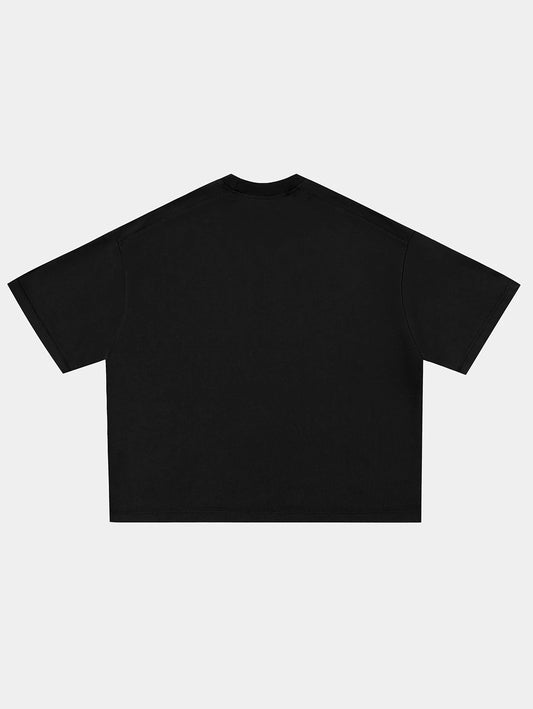 400 GSM BOXY CROPPED FIT 'BLACK' T-SHIRT