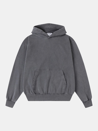 450 GSM CROPPED FIT 'WASHED GRAY' HOODIE