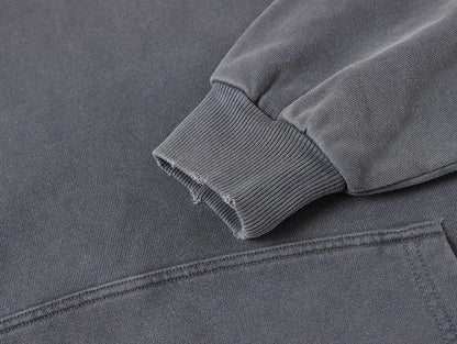 450 GSM CROPPED FIT 'WASHED GRAY' HOODIE