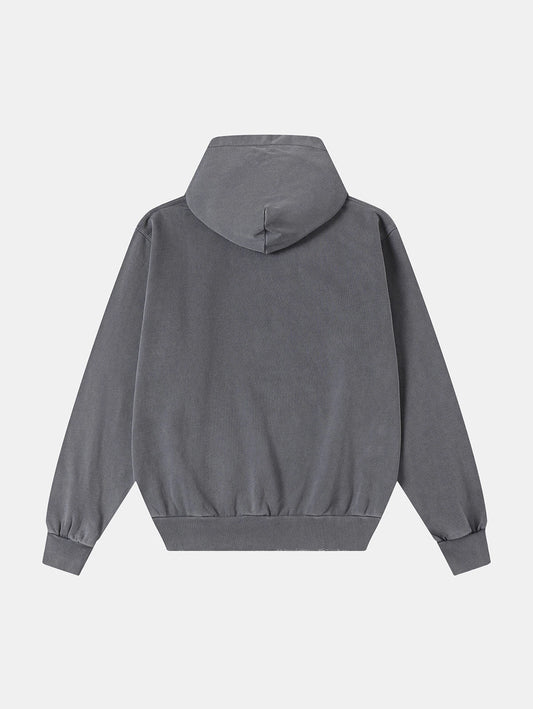 450 GSM CROPPED FIT 'WASHED GRAY' HOODIE