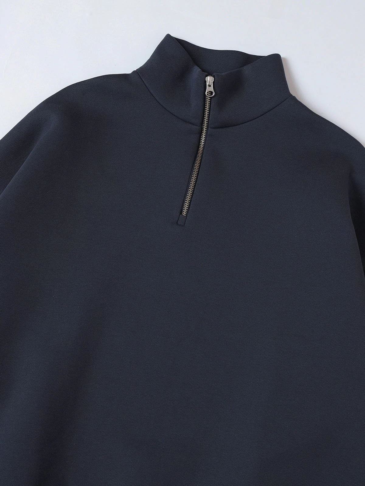 630 GSM BOXY CROPPED FIT QUARTER-ZIP 'STONE COAL’ SWEATER