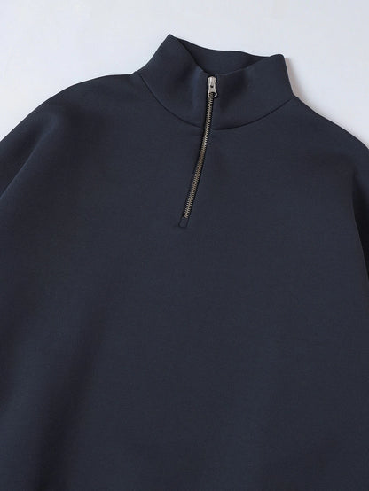 630 GSM BOXY CROPPED FIT QUARTER-ZIP 'STONE COAL’ SWEATER