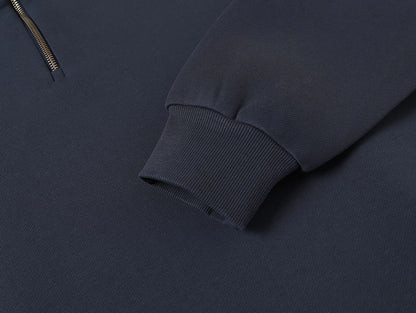 630 GSM BOXY CROPPED FIT QUARTER-ZIP 'STONE COAL’ SWEATER