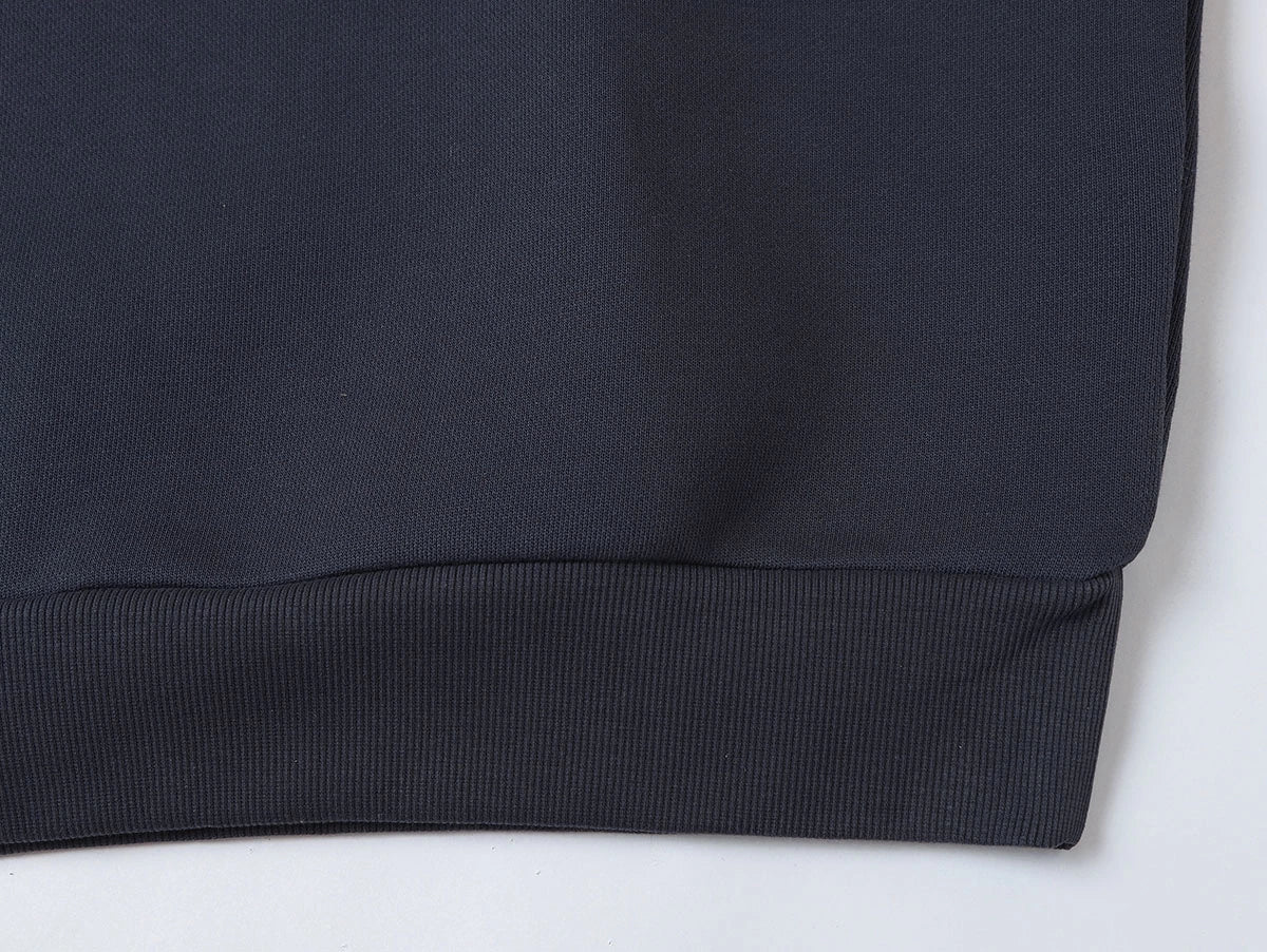630 GSM BOXY CROPPED FIT QUARTER-ZIP 'STONE COAL’ SWEATER
