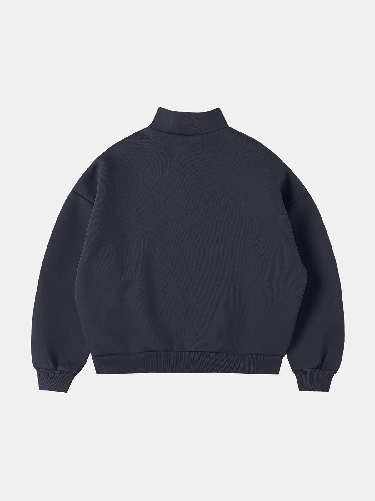 630 GSM BOXY CROPPED FIT QUARTER-ZIP 'STONE COAL’ SWEATER