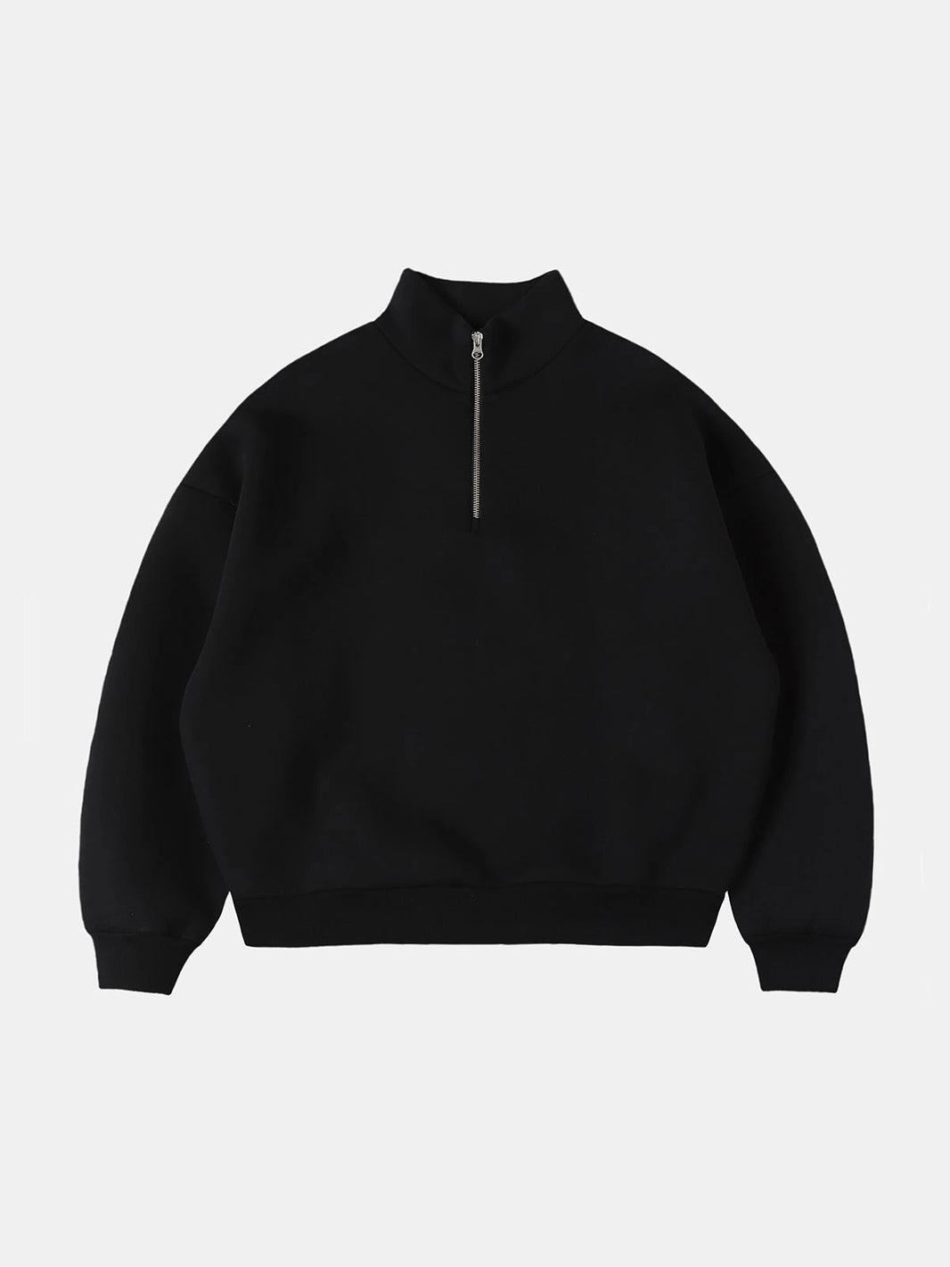 630 GSM BOXY CROP FIT QUARTER-ZIP 'BLACK’ SWEATER