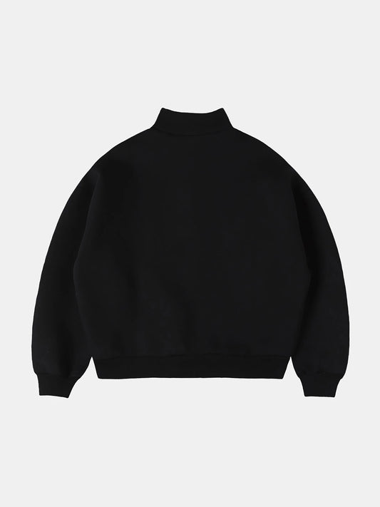 630 GSM BOXY CROP FIT QUARTER-ZIP 'BLACK’ SWEATER