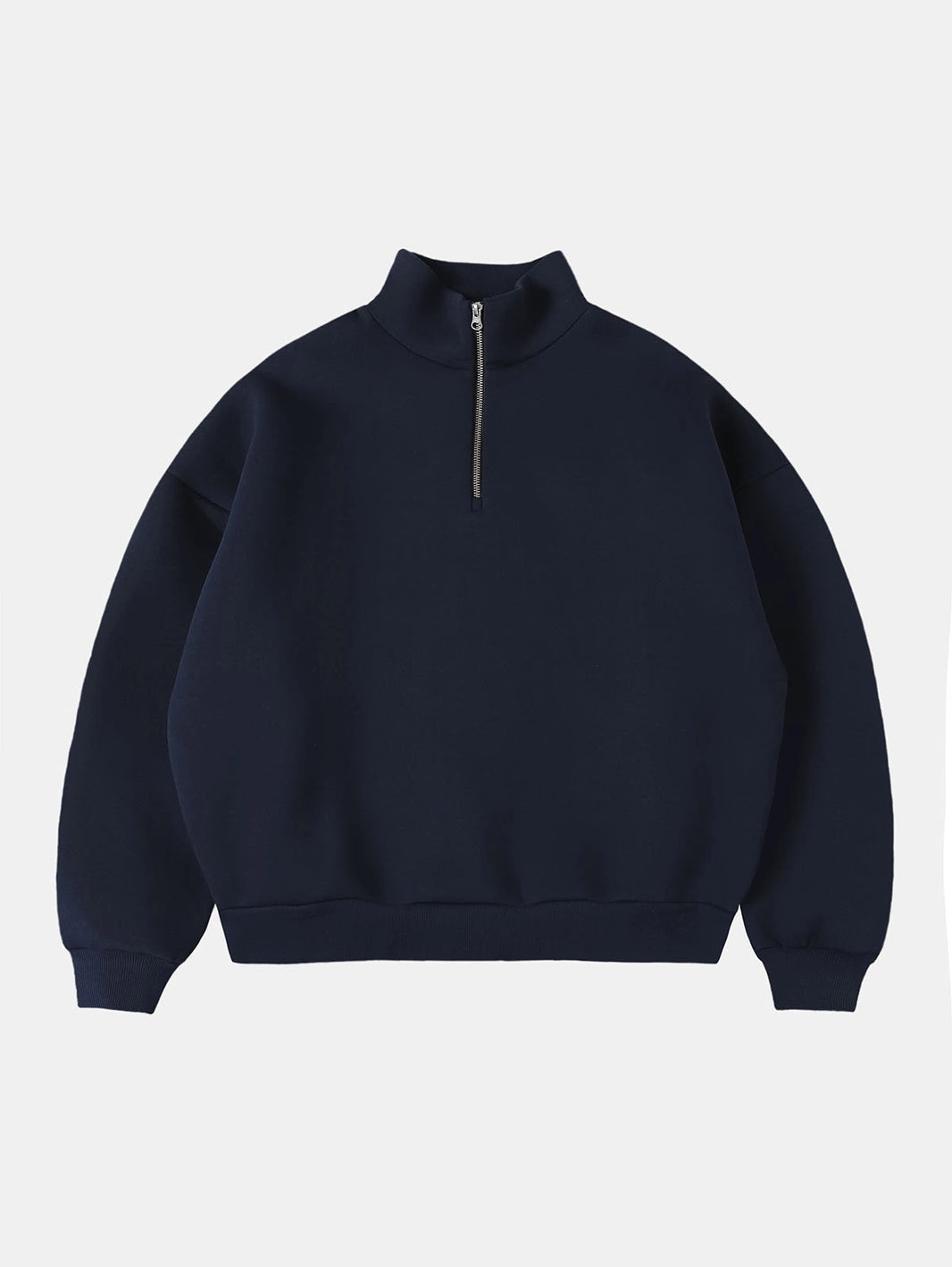 630 GSM BOXY CROP FIT QUARTER-ZIP 'NAVY BLUE’ SWEATER
