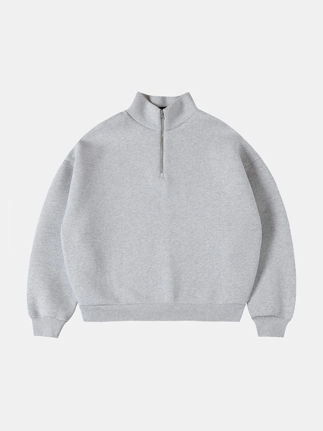 630 GSM BOXY CROP FIT QUARTER-ZIP 'FLOWER GRAY’ SWEATER
