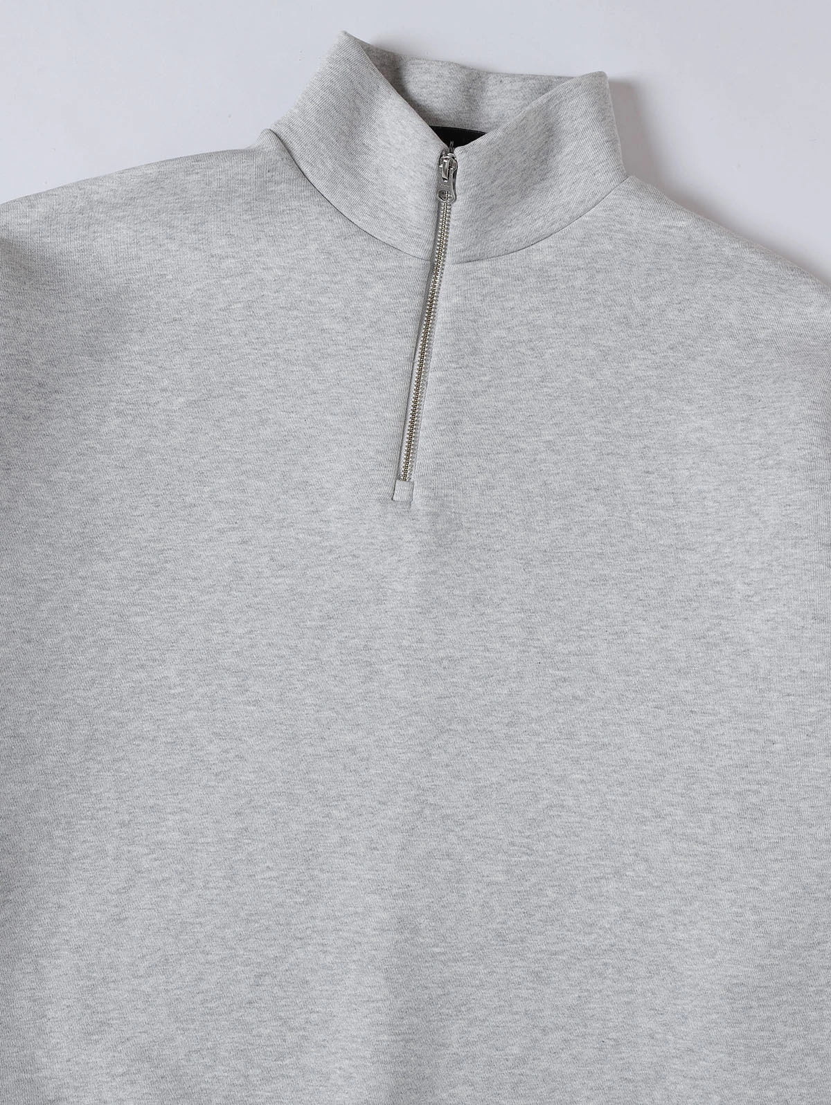 630 GSM BOXY CROPPED FIT QUARTER-ZIP 'FLOWER GRAY’ SWEATER